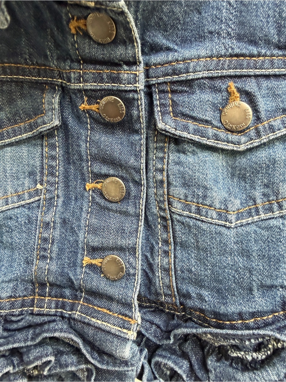 Genuine Kids by Osh Kosh 4T Girls Ruffle Denim Jean Jacket - Picture 4 of 7